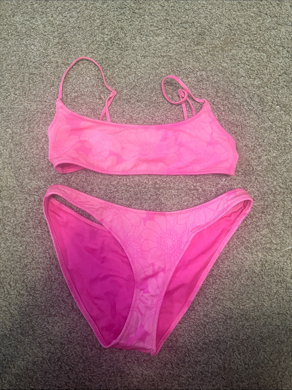 Traingl Pink Floral Two-Piece Bikini Set